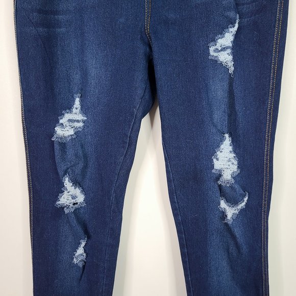 JVINI Pull-On Ripped Destroyed Stretch Skinny Denim Jegging Jeans Size 1XL - Picture 4 of 8